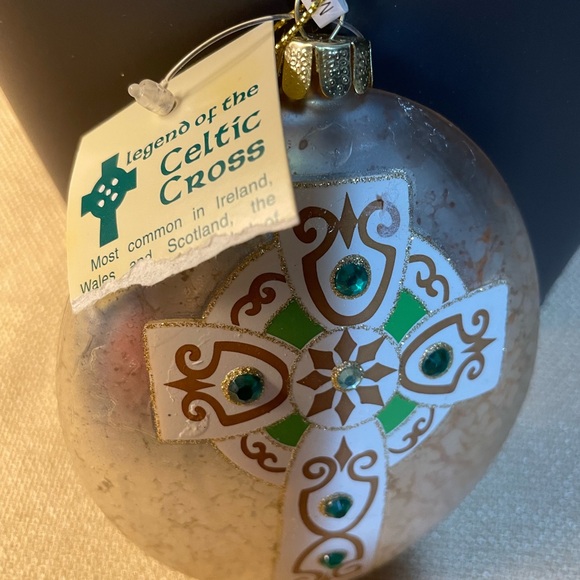 Glass Celtic Cross Christmas Ornament - Picture 2 of 5